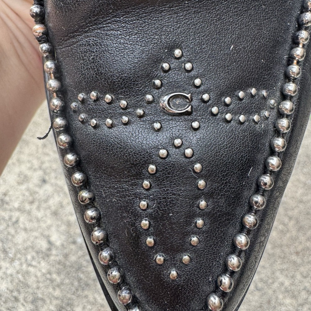Coach Paisley Ankle Boots Luxe Leather Cut Out Studded Womens 7.5 B Black Goth - Picture 8 of 8